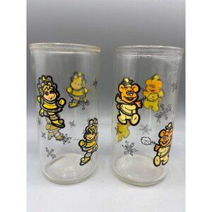 Vintage 1989 Set Of 2 Henson Glass Tumbler Miss Piggy Fozzie‎ Bear